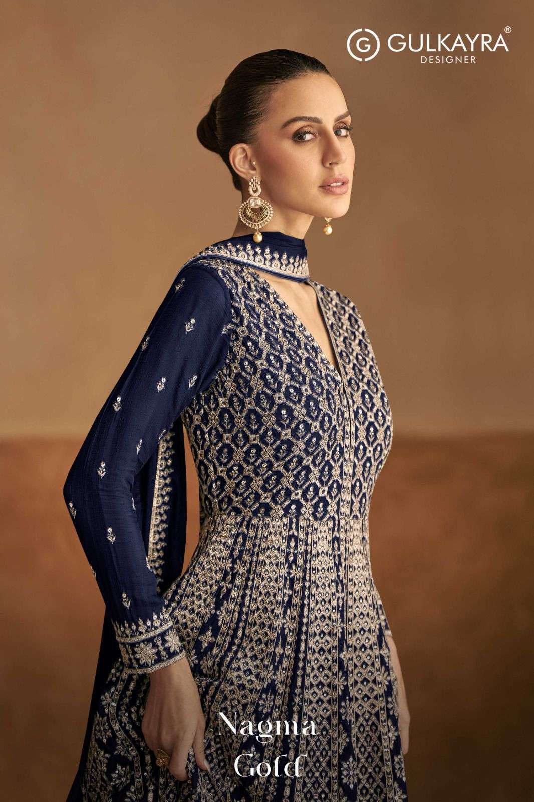 GULKAYRA NAGMA GOLD 7510 COLORS DESIGNER INDO WESTERN CATALOGUE EXPORTER 