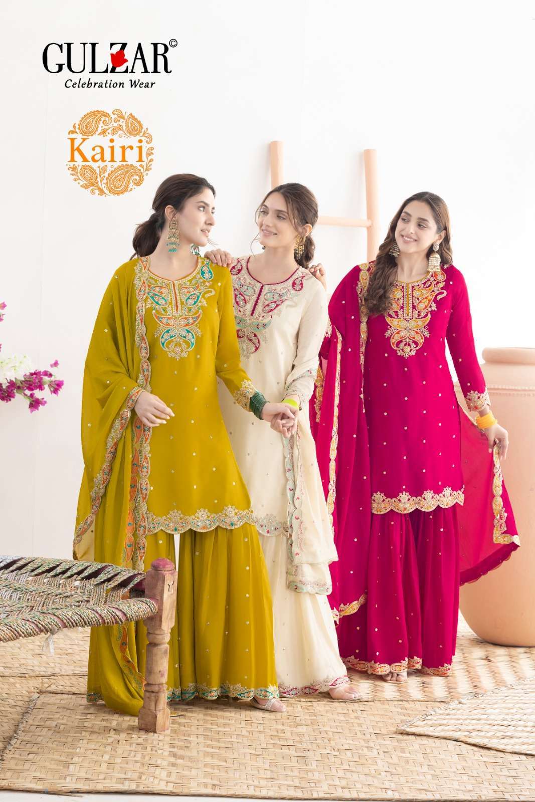 GULZAR KAIRI WEDDING WEAR DESIGNER SHARARA DRESS COLLECTION BEST RATE DEALER IN INDIA 