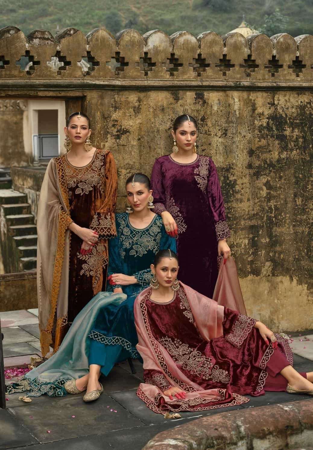IBIZA ATTAR PURE VISCOSE VELVET DESIGNER SUIT WHOLESALER IN INDIA 