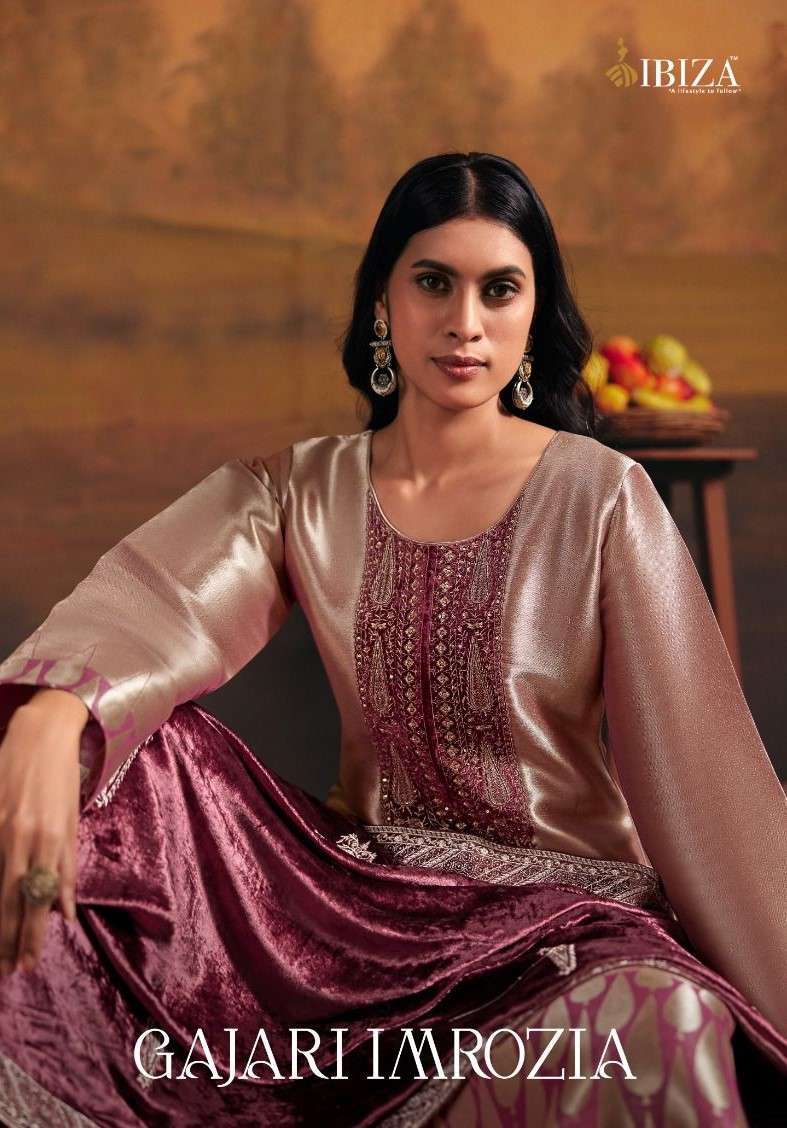 IBIZA GAJARI IMROZIA DESIGNER JACQUARD SILK CATALOG WHOLESALER 