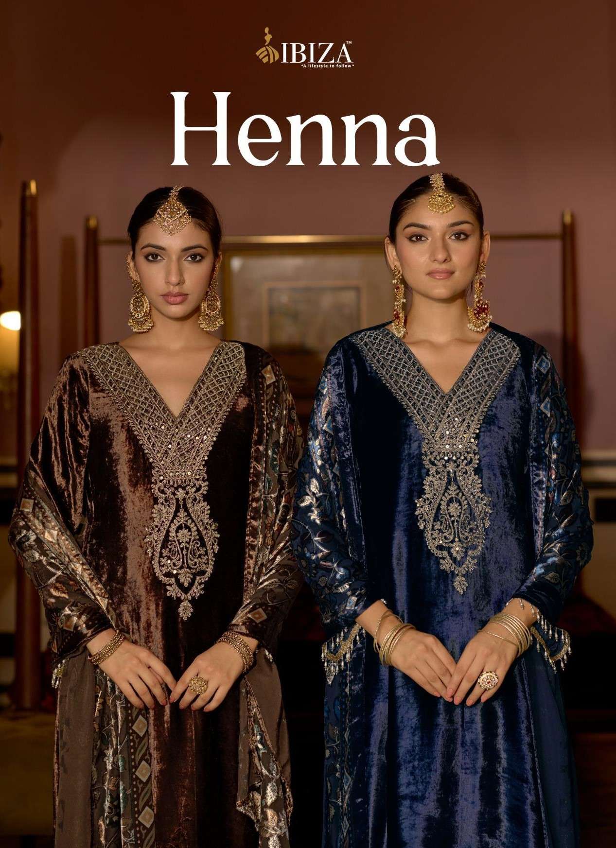 IBIZA HENNA DESIGNER WORK VELVET WEDDING DRESS COLLECTION BEST RATE DEALER 