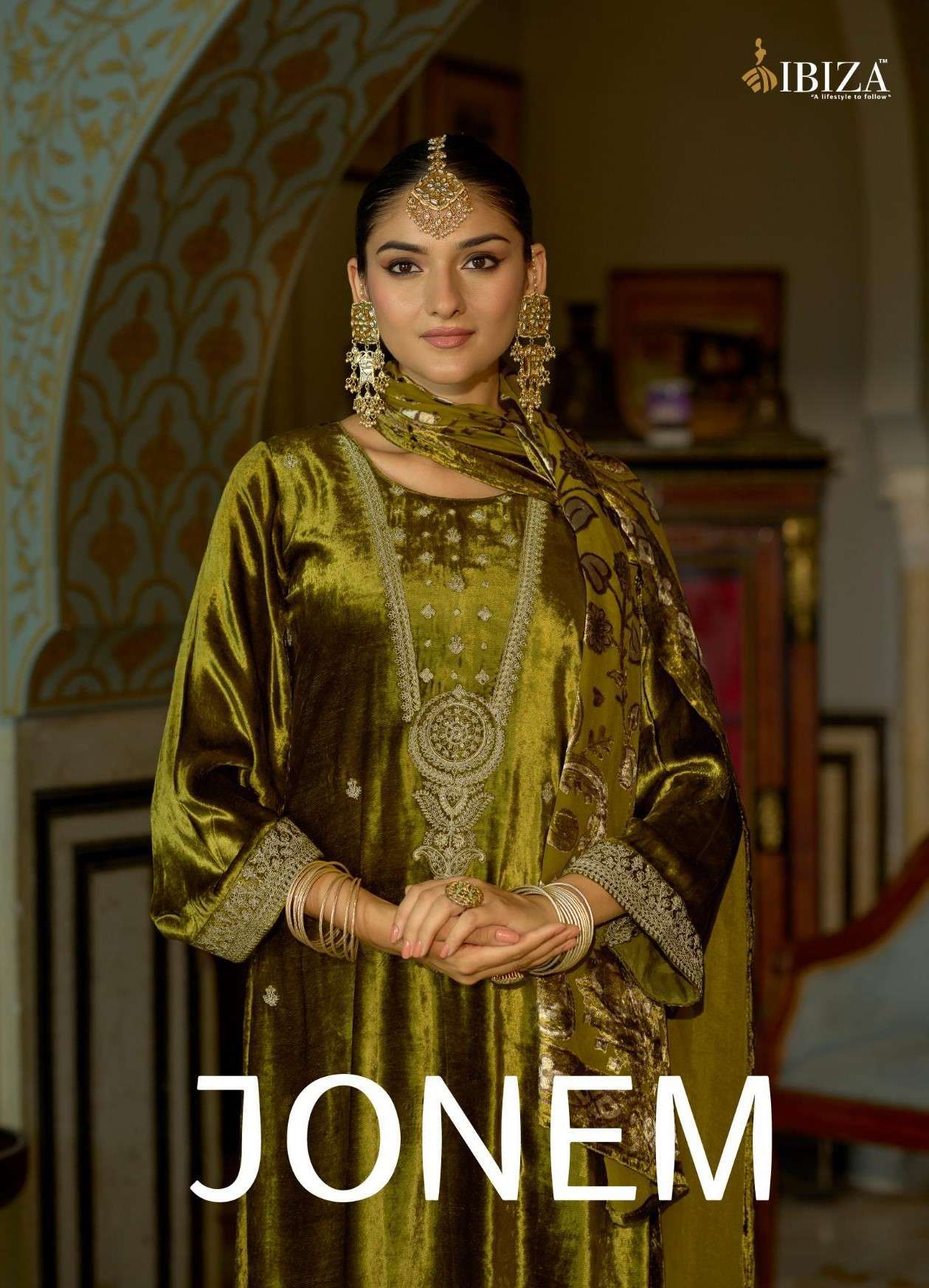 IBIZA JONEM DESIGNER WORK VELVET DRESS CATALOGUE WHOLESALER IN INDIA 