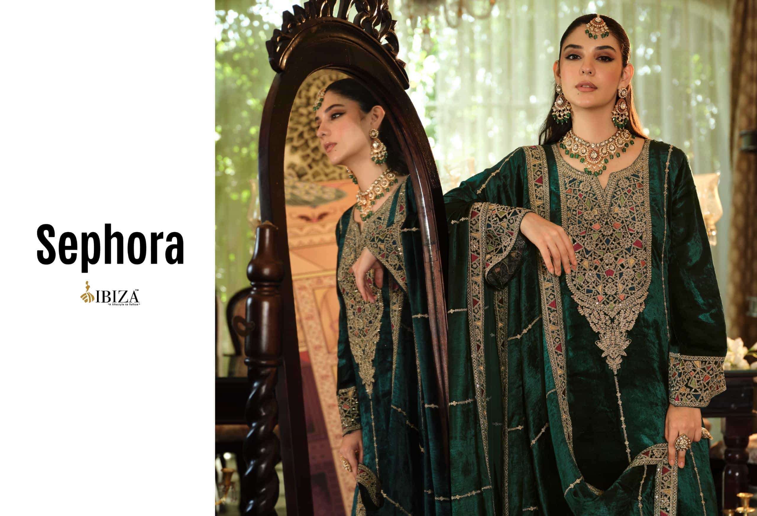 IBIZA SEPHORA LATEST DESIGNER VELVET SUIT COLLECTION BEST RATE DEALER IN SURAT 