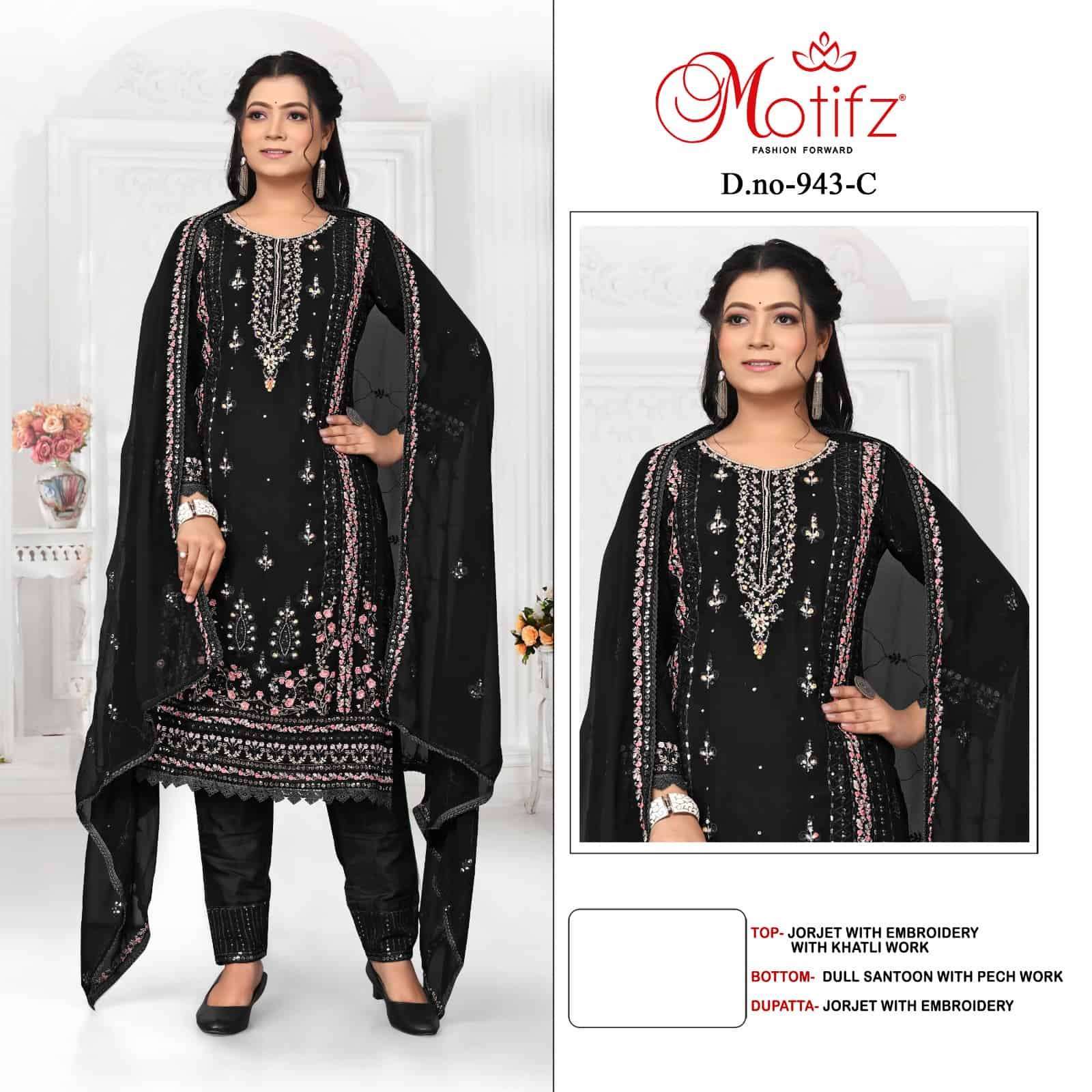 MOTIFZ D 943 COLORS PAKISTANI GEORGETTE SUIT COLLECTION BEST RATE 