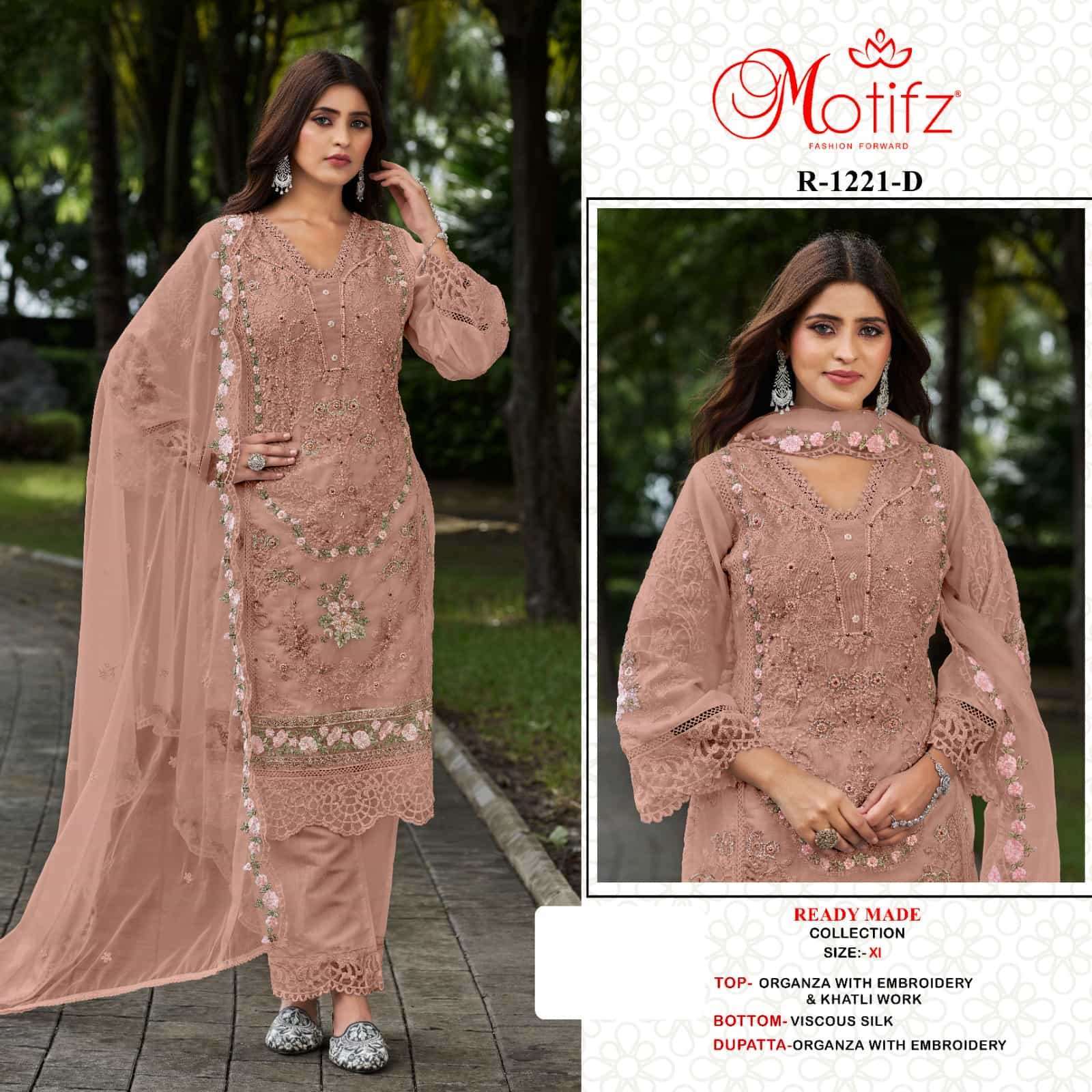 MOTIFZ R 1221 COLORS READYMADE PAKISTANI 3 PIECE SET CATALOG DEALER IN INDIA