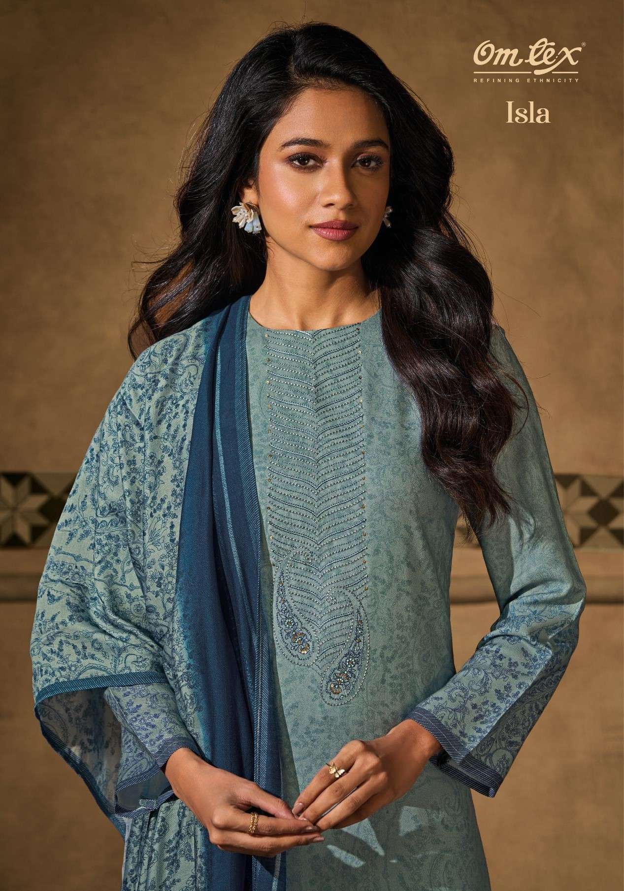 OMTEX ISLA PRINTED PASHMINA WINTER SUIT COLLECTION EXPORTER 