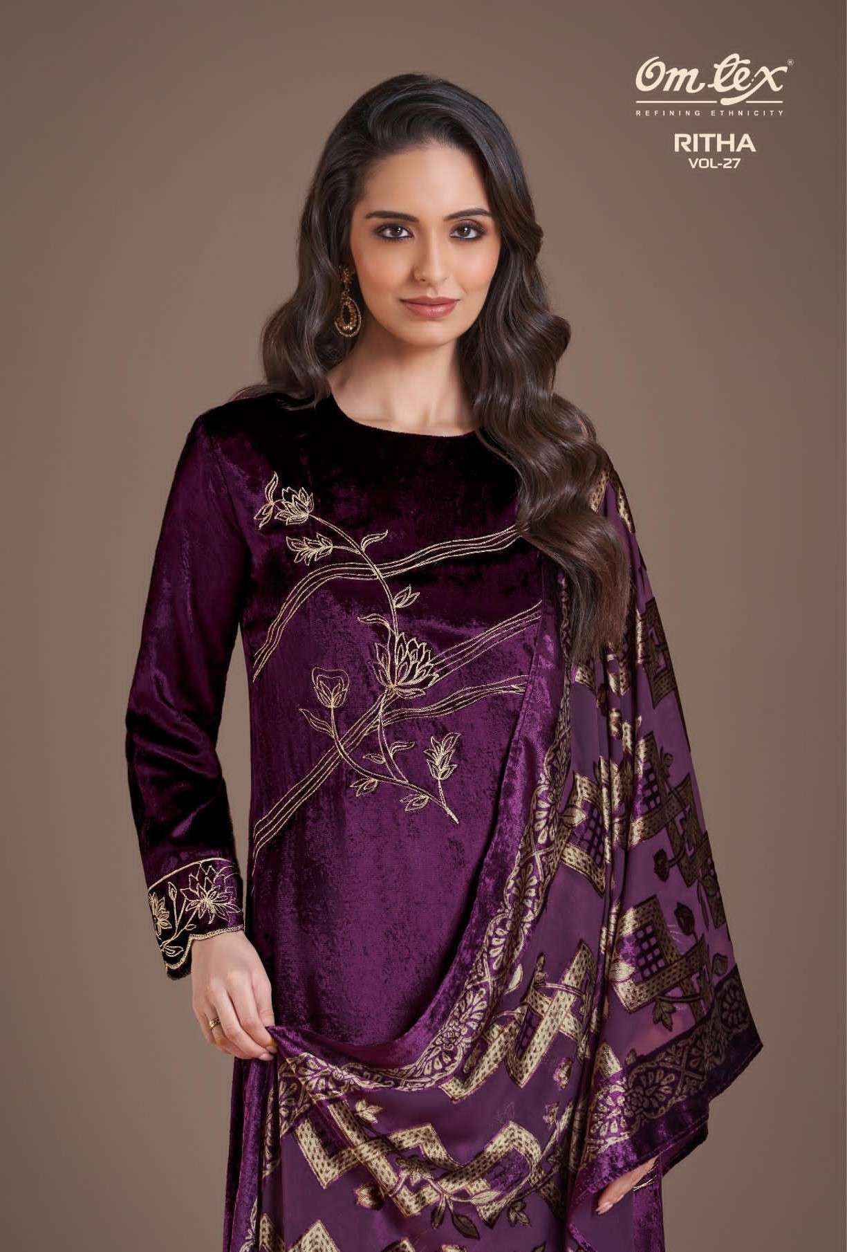 OMTEX RITHA VOL 27 PURE VISCOSE VELVET SUIT WHOLESALER 