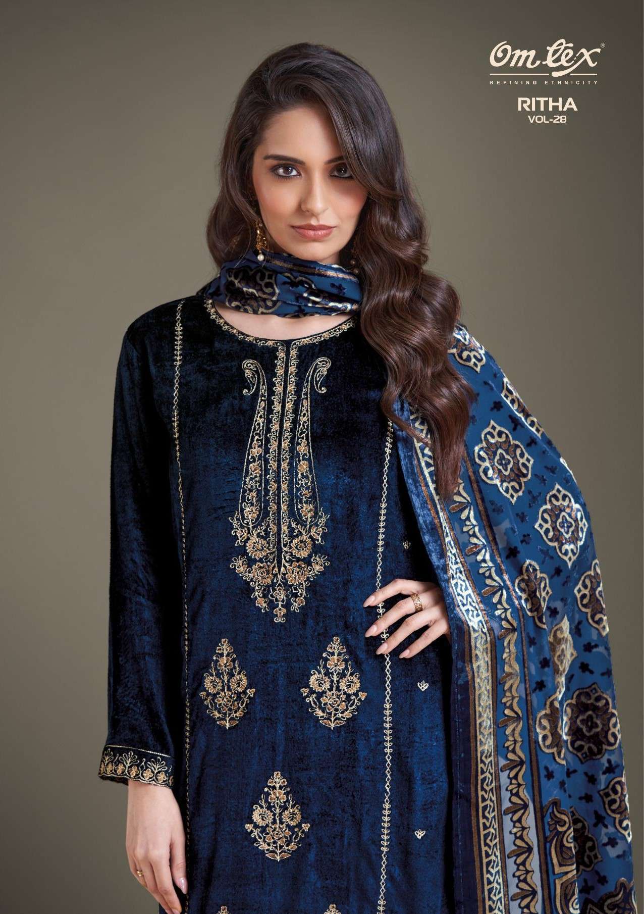 OMTEX RITHA VOL 28 DESIGNER WORK VELVET SUIT COLLECTION BEST RATE DEALER 