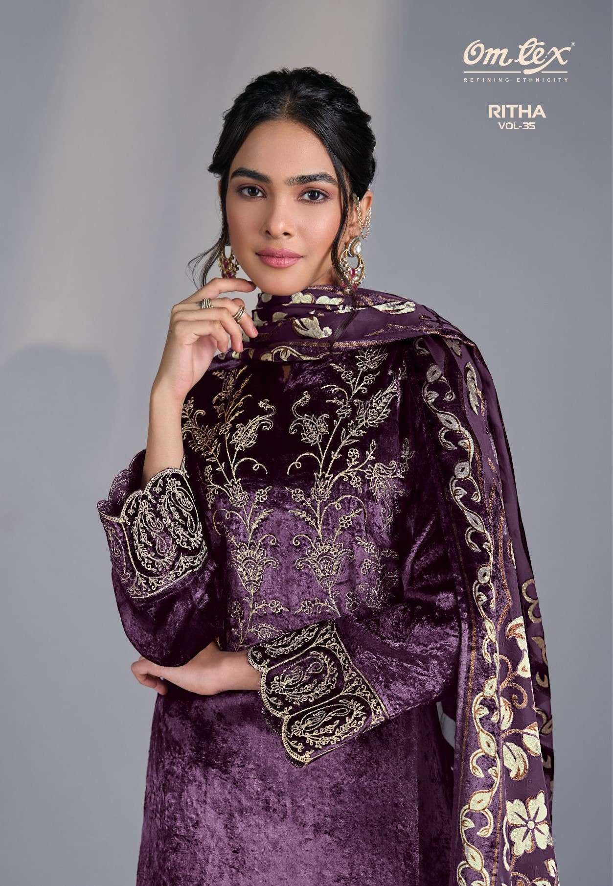 OMTEX RITHA VOL 35 PURE VISCOSE VELVET SUIT COLLECITON BEST RATE DEALER 