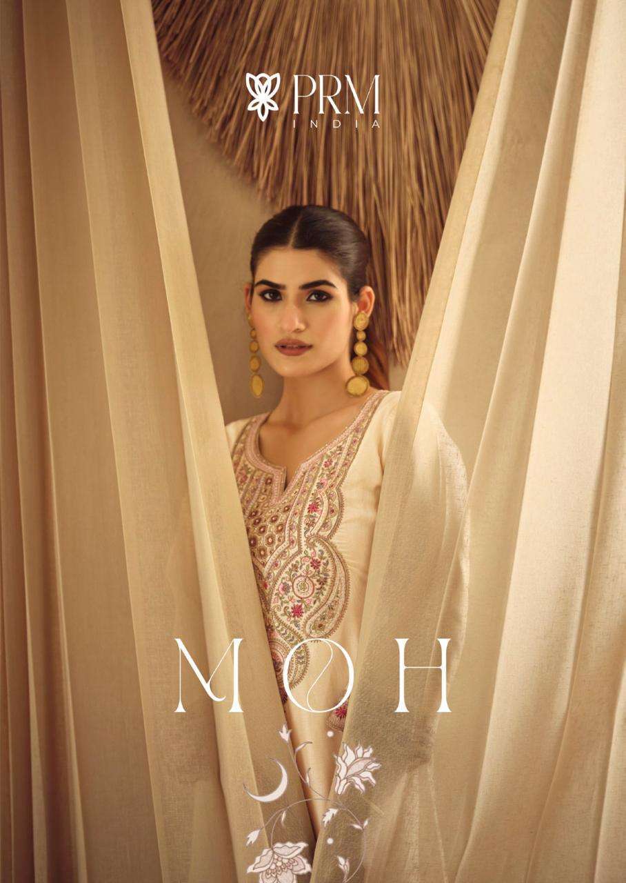 PRM INDIA MOH PURE RUSSIAN SILK READYMADE DESIGNER SUIT CATALOG WHOLESALER IN INDIA 
