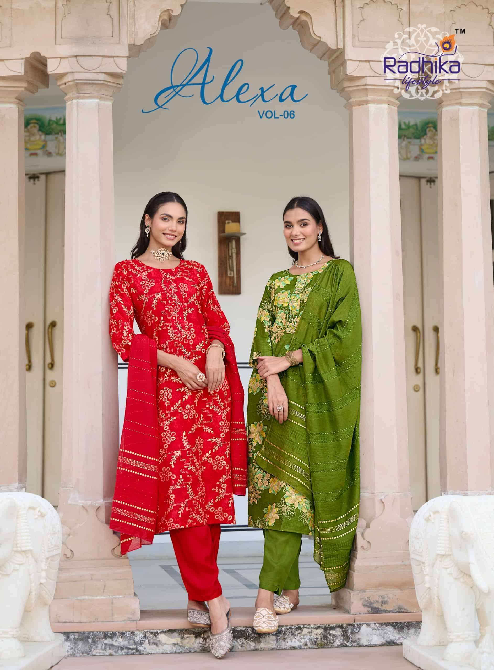 RADHIKA LIFESTYLE ALEXA VOL 6 VERTICAN SILK KURTI 2025