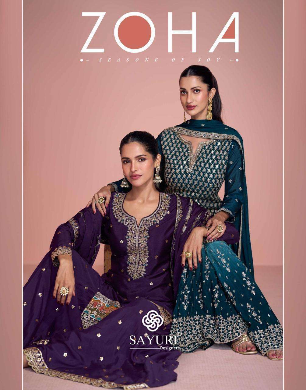 SAYURI ZOHA PARTYWEAR SHARARA DRESS CATALOGUE BEST RATE DEALER 2025