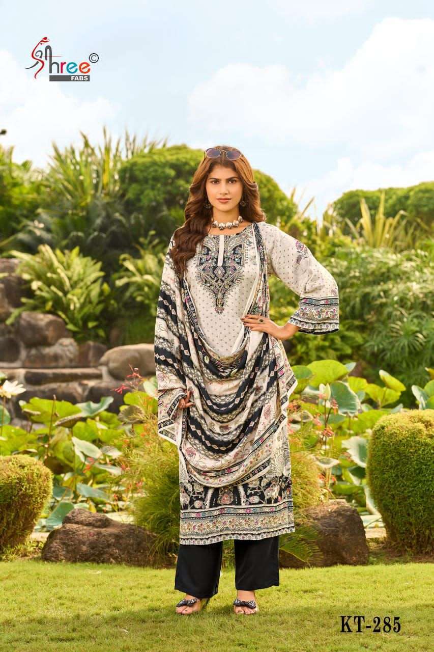 SHREE FAB KT 285 COLORS MUSLIN PAKISTANI SUIT WHOLESALER IN INDIA 