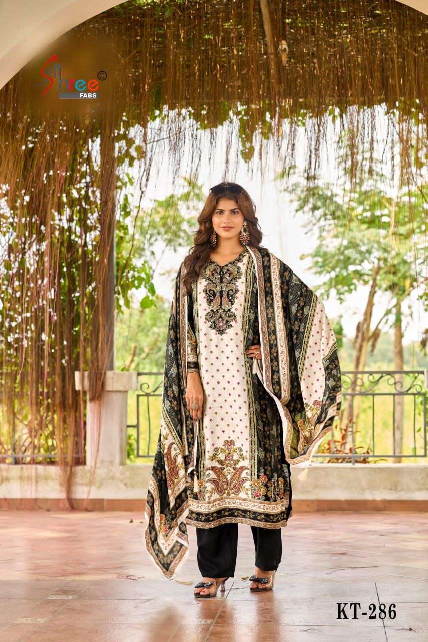SHREE FAB KT 286  COLORS PAKISTANI MUSLIN LADIES SUIT COLLECTION BEST RATE DEALER 