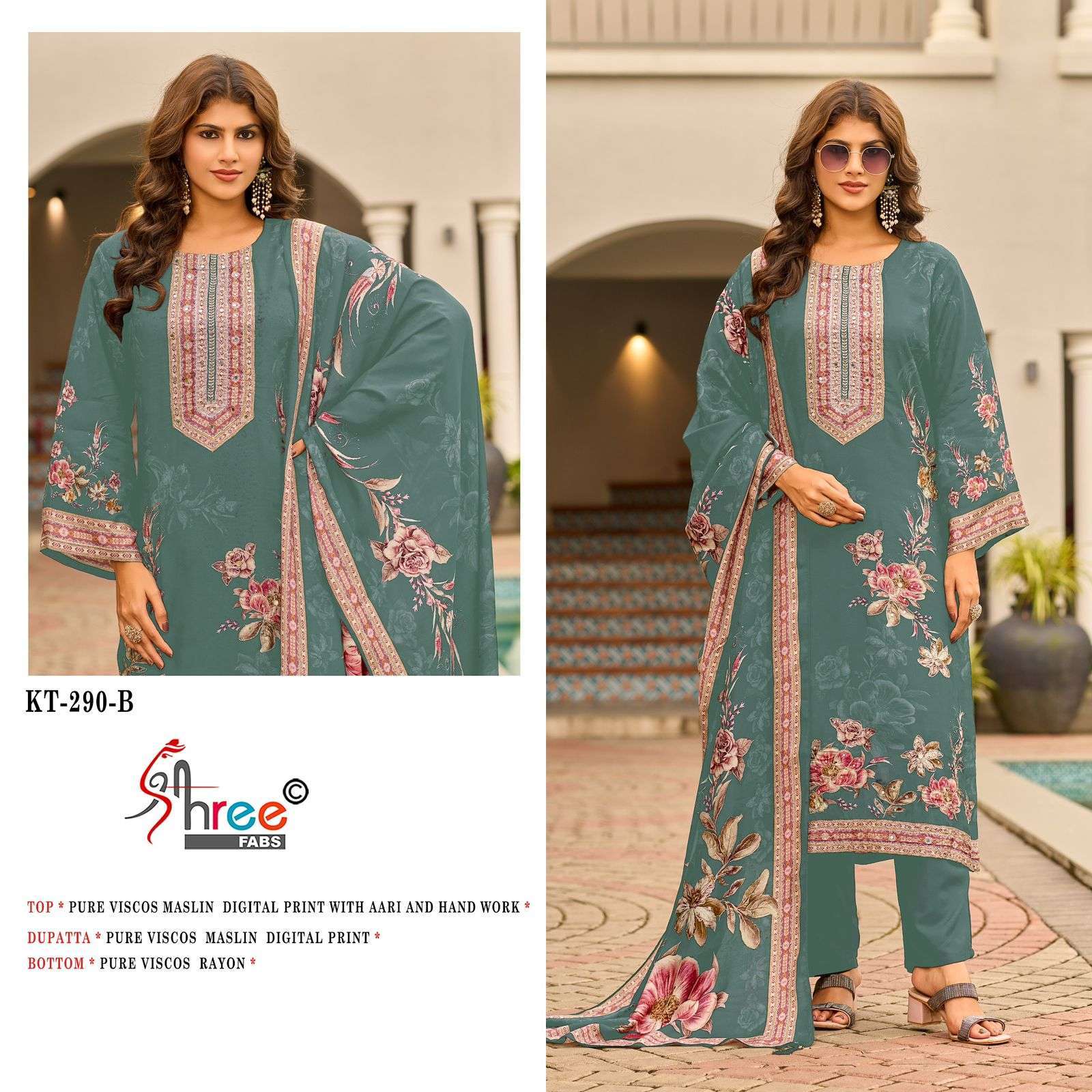 SHREE FAB KT 290 COLORS PAKISTANI MUSLIN LADIES SUIT WHOLESALER IN SURAT 2025