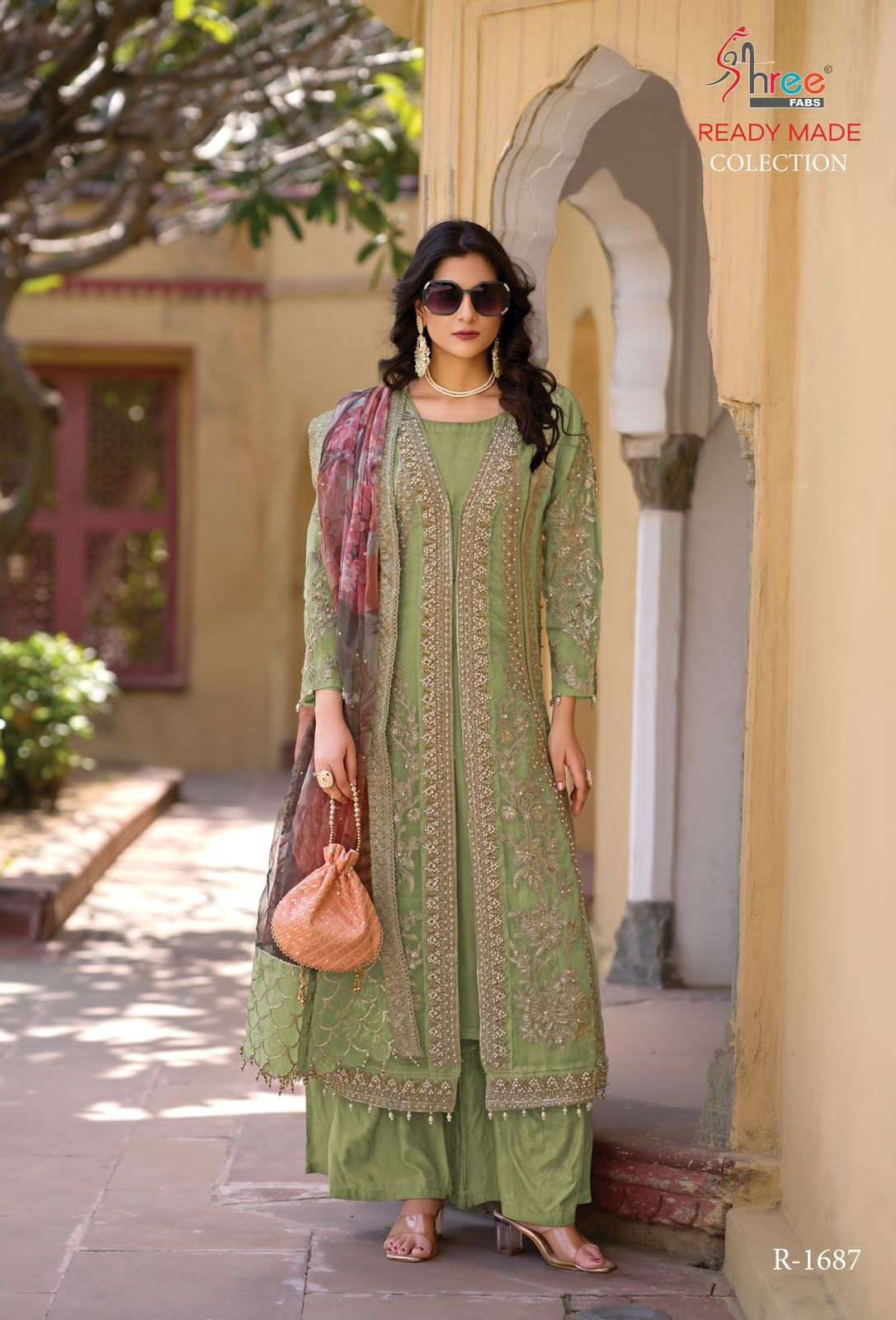SHREE FAB R 1687 COLORS READYMADE ORGANZA PAKISTANI SUIT WHOLESALER 2025