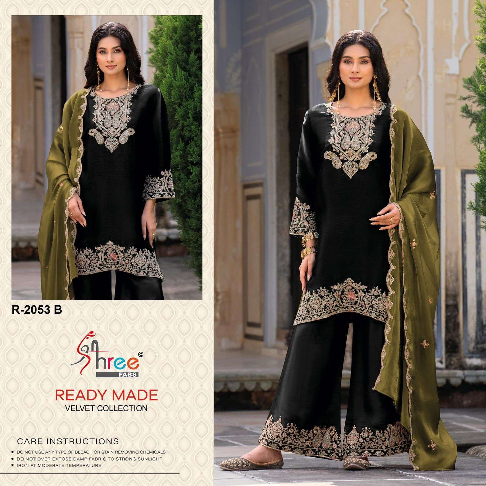 SHREE FAB R 2053 COLOURS PREMIUM VELVET EMBRODERY WORK SUIT COLLECITON BEST RATE 