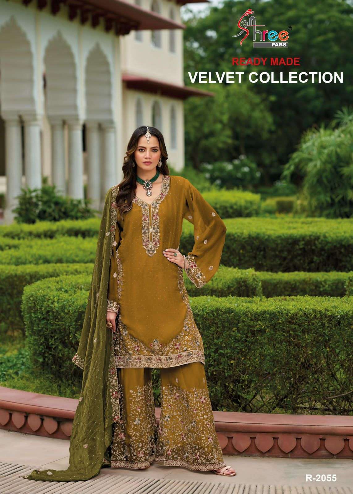 SHREE FAB R 2055 COLORS DESIGNER PALAZOO VELVET SUIT COLLECTION 2025