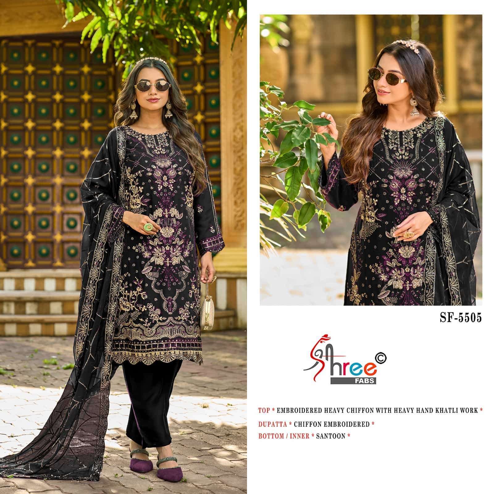 SHREE FAB SF 5505 COLORS DESIGNER CHIFFON PAKISTANI SUIT COLLECTION BEST RATE DEALER IN INDIA 