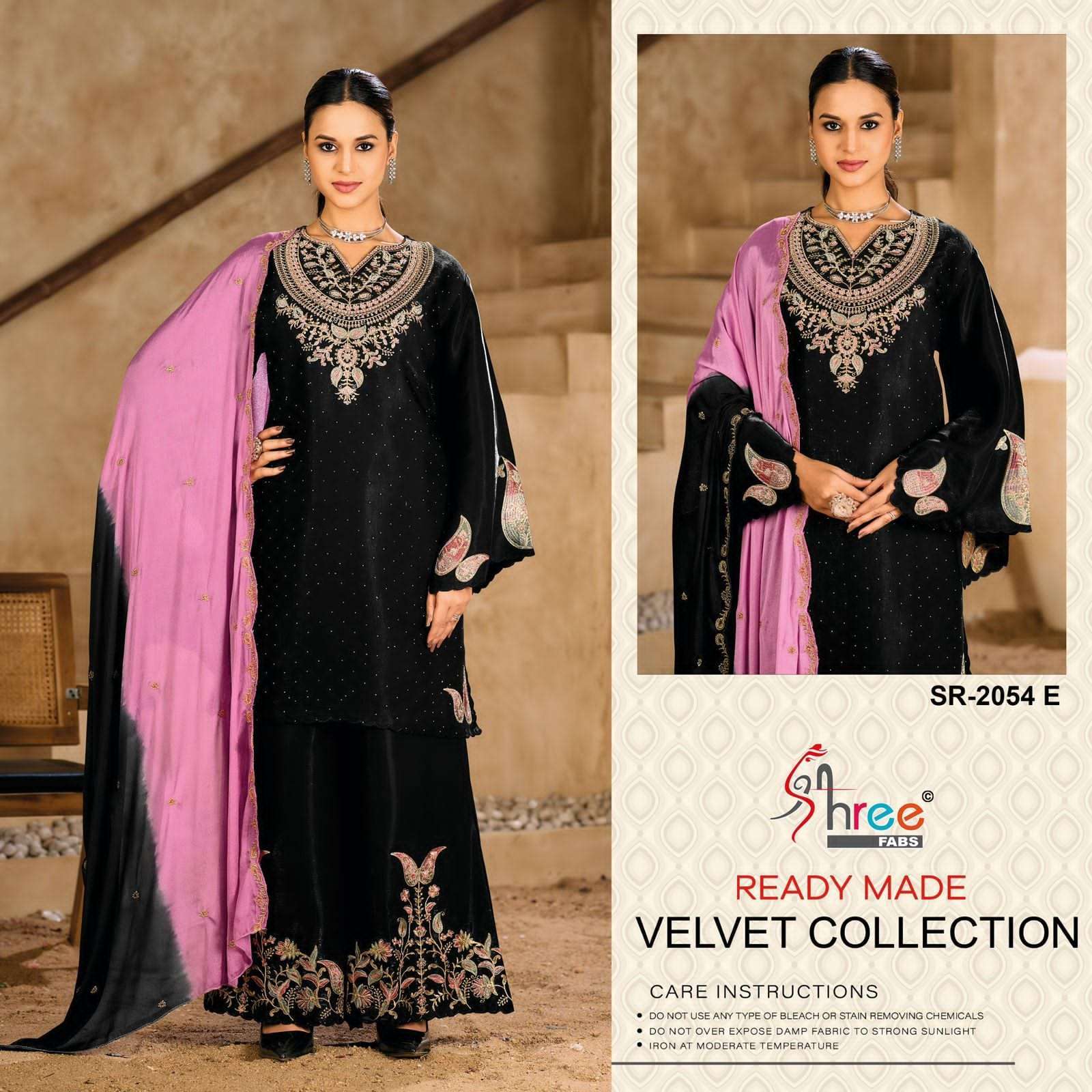 SHREE FAB SR 2054 READYMADE PAKISTANI VELVET SUIT COLLECTION BEST RATE 