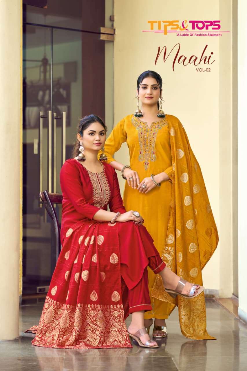 TIPS AND TOPS MAAHI VOL 2 READYMADE KURTI PANT WITH DUPATTA SET WHOLESALER 2025