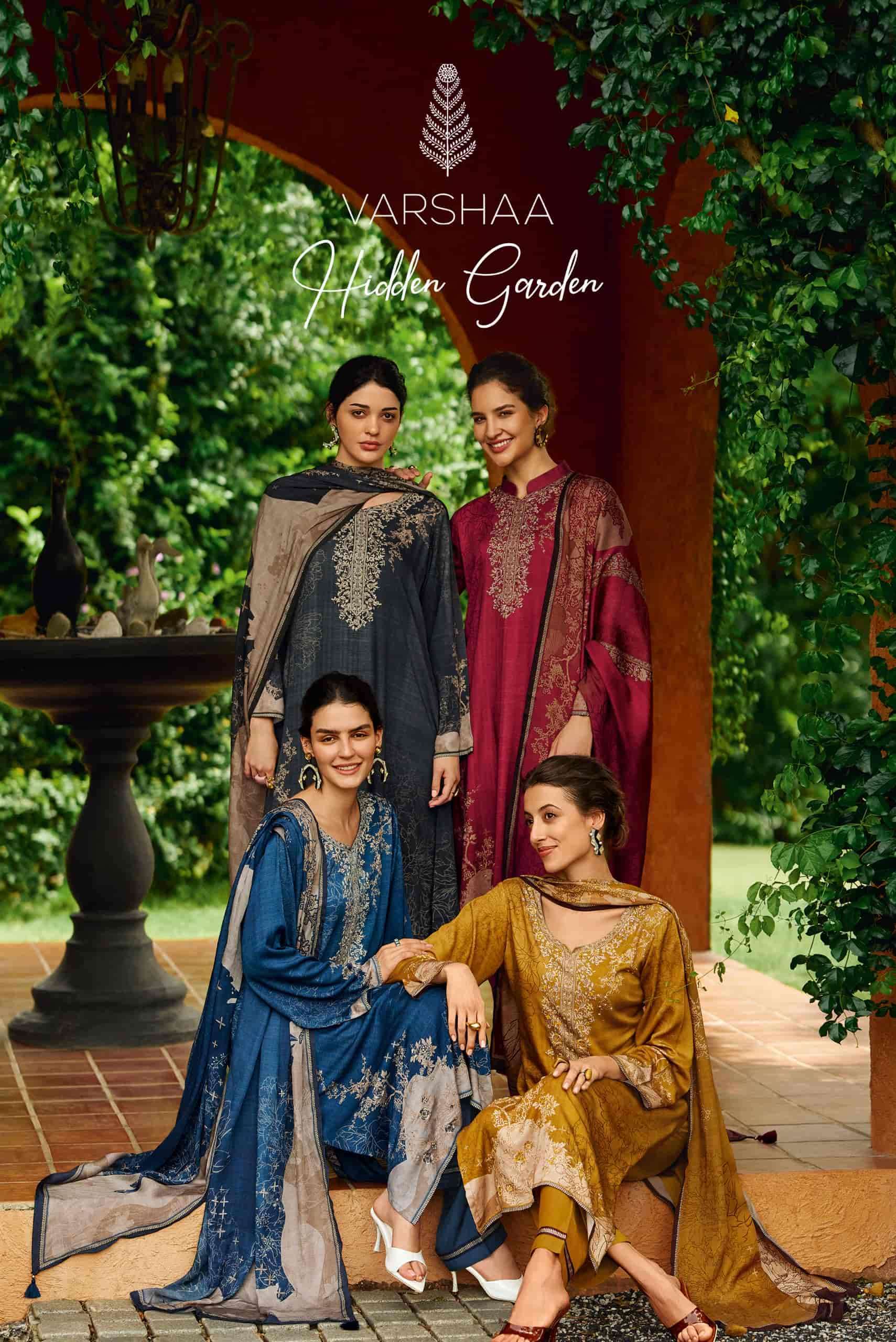 VARSHA FASHION HIDDEN GARDEN WINTER COLLECTION FANCY LADIES SUIT WHOLESALER IN INDIA 