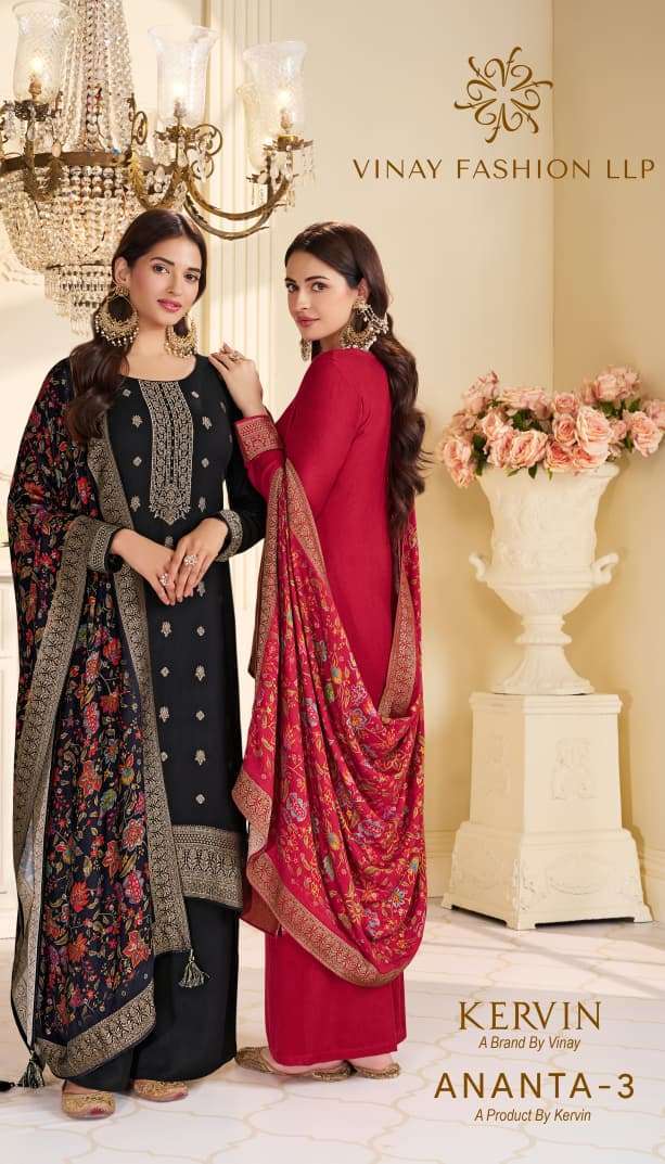VINAY FASHION KERVIN ANANTA VOL 3 DESIGNER PASHMINA SUIT WHOLESALER 