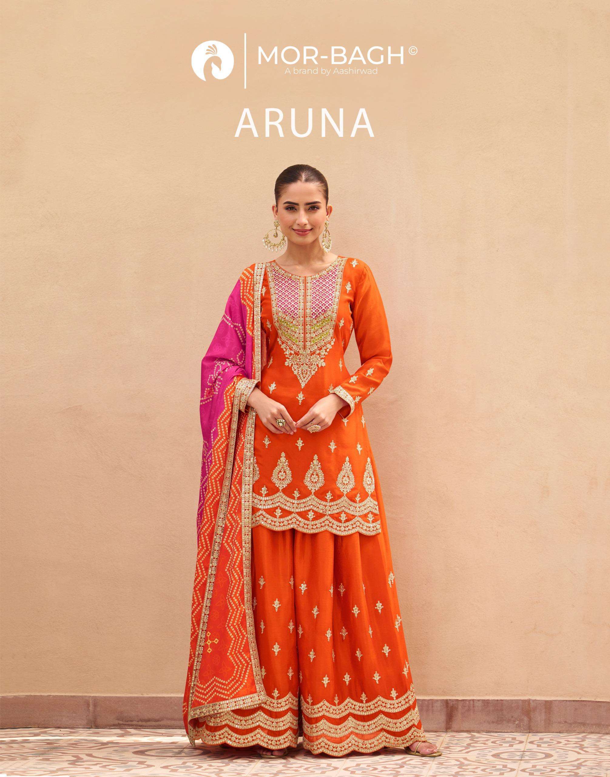 AASHIRWAD CREATION ARUNA 10659 TO 10661 CHINON SILK READYMADE SALWER KAMEEZ WHOLESALER 