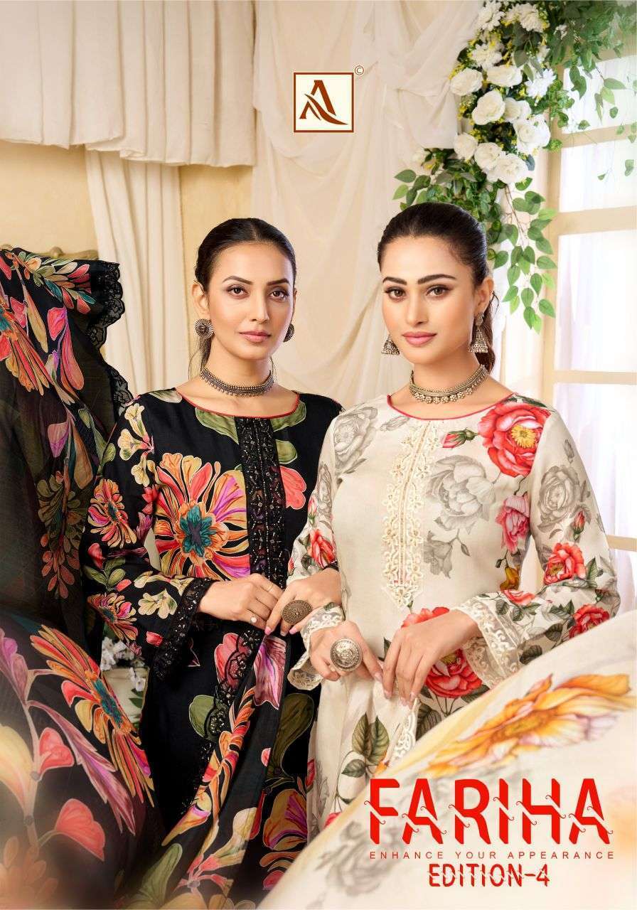 ALOK SUIT FARIHA VOL 4 VISCOSE MUSLIN SALWER KAMEEZ WHOLESALER 