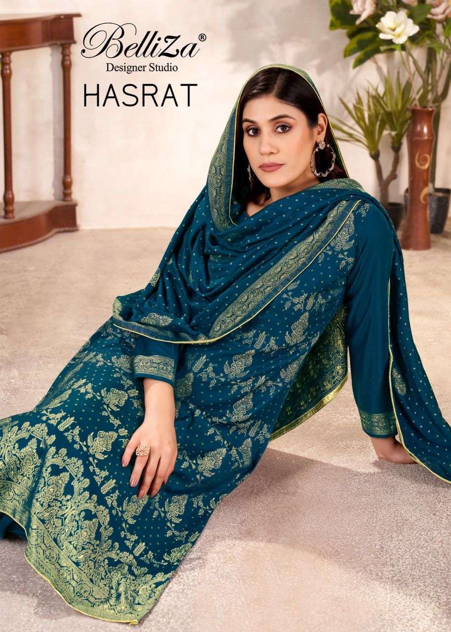 BELLIZA DESIGNER HASRAT PASHMINA WINTER SUIT COLLECTION BEST RATE 