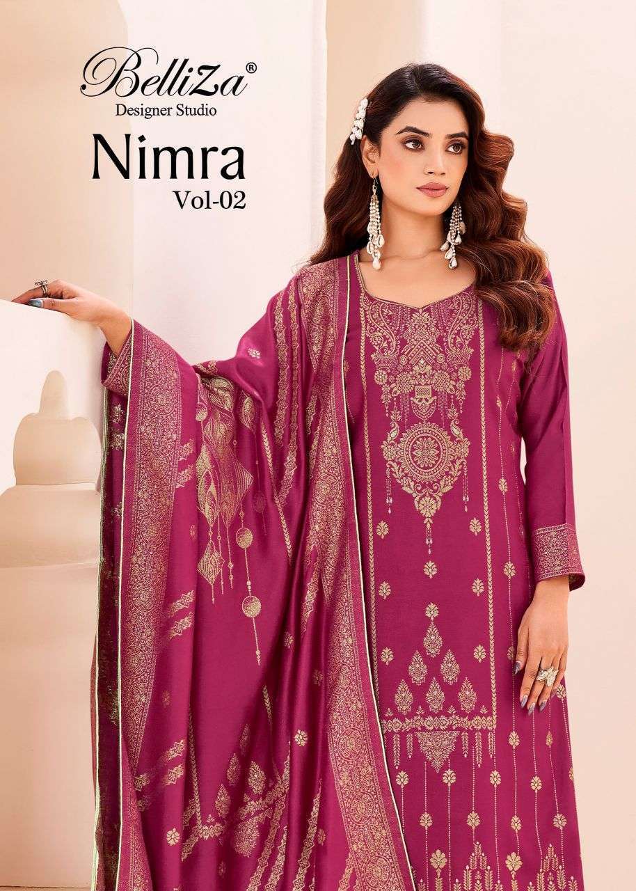 BELLIZA DESIGNER NIMRA VOL 2 VISCOSE PASHMINA SUIT WHOLESALER 