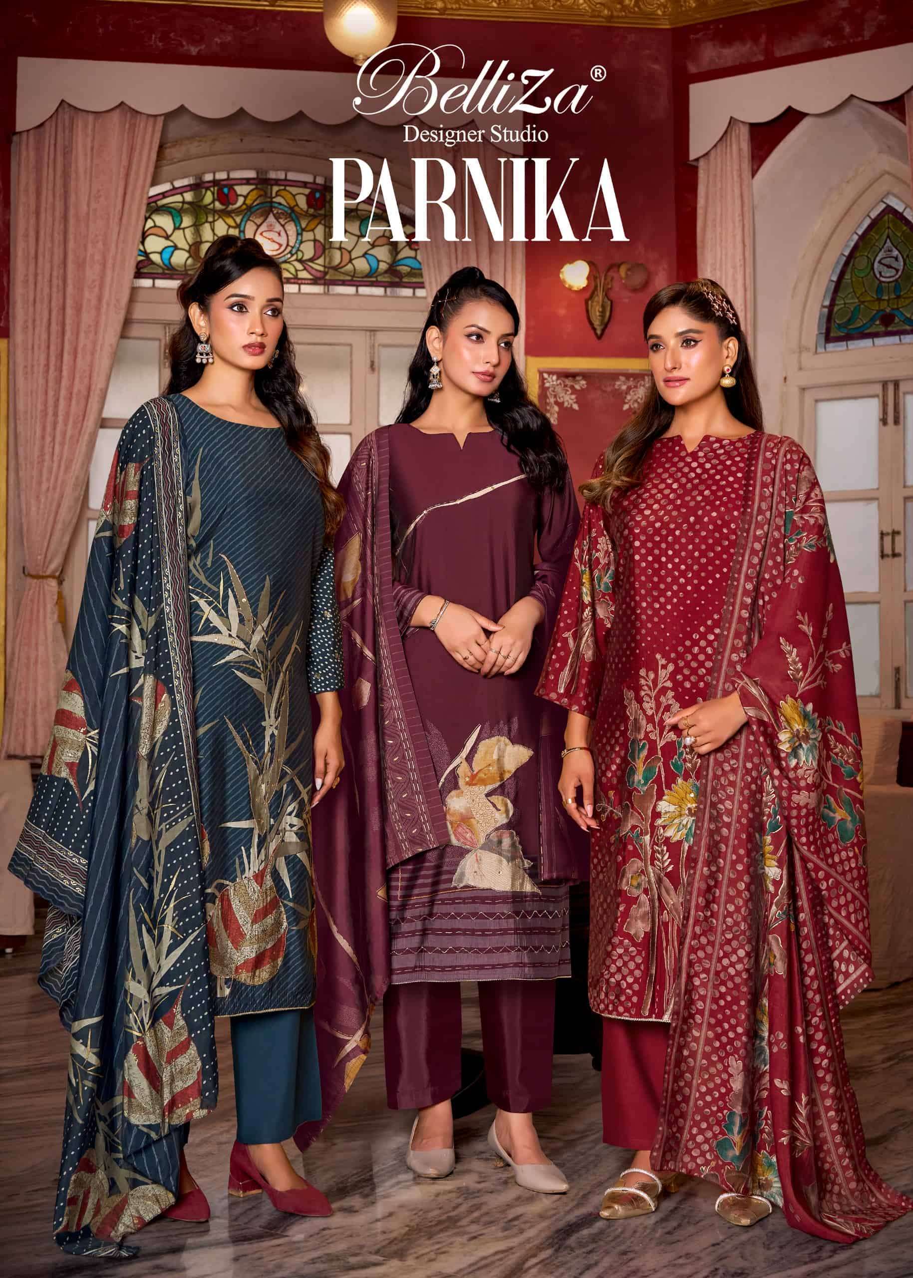 BELLIZA DESIGNER PARNIKA VISCOSE MUSLIN LADIES SUIT WHOLESALER BEST RATE 
