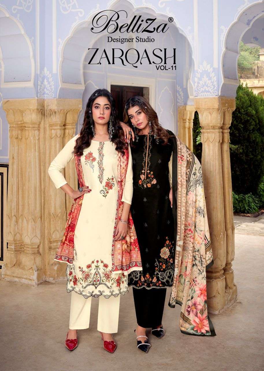 BELLIZA DESIGNER ZARQASH VOL 11 SALWER SUIT WHOLESALER 