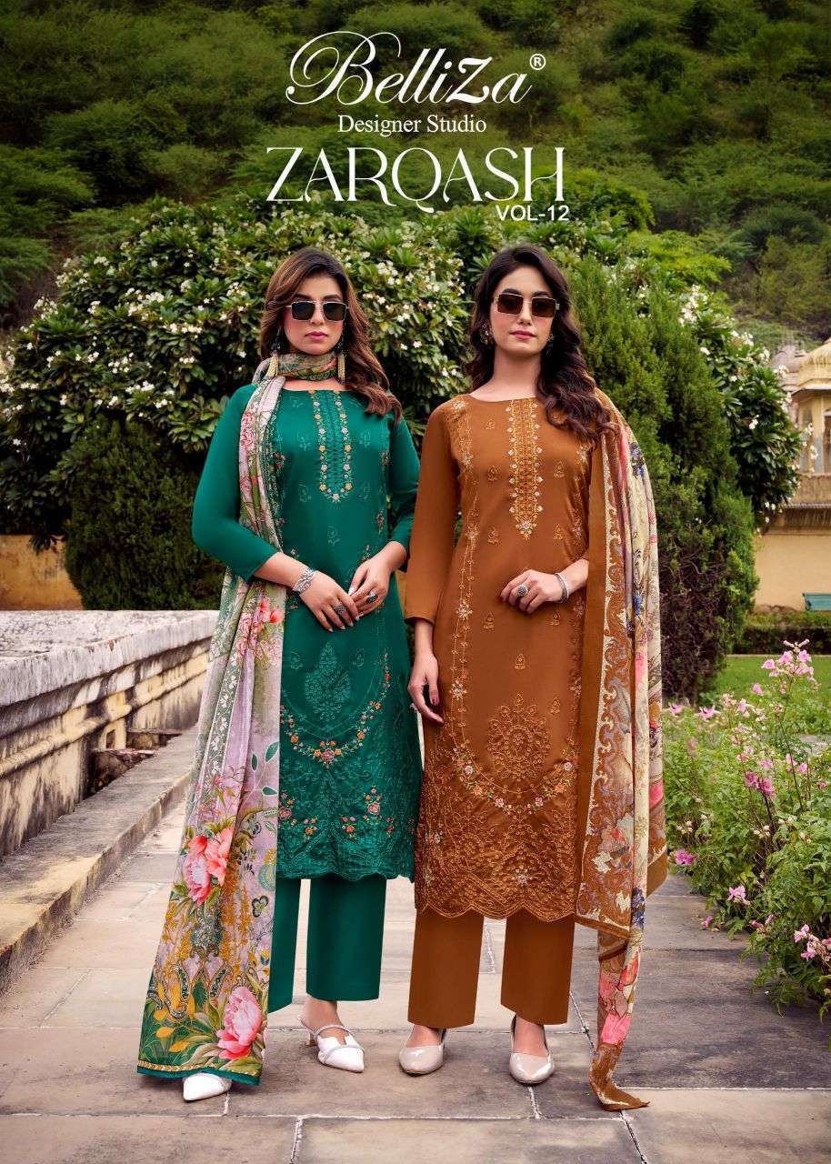 BELLIZA DESIGNER ZARQASH VOL 12 SALWER SUIT WHOLESALER 