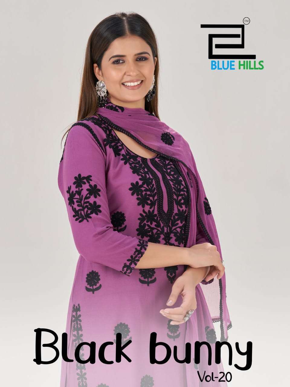 BLUE HILLS BLACK BUNNY VOL 20 READYMADE 3 PIECE PALAZZO SUIT WHOLESALER 