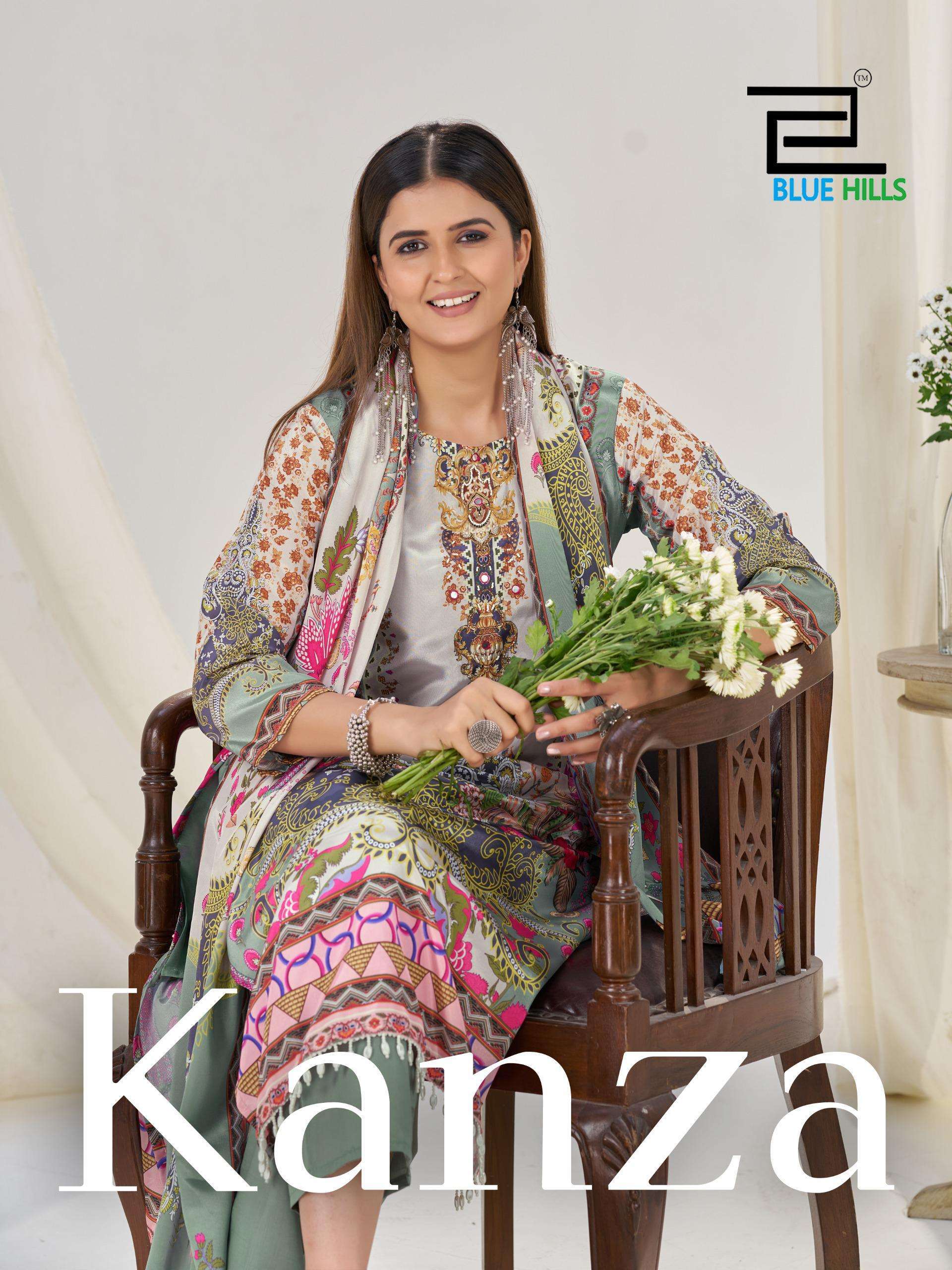 BLUE HILLS KANZA READYMADE CRAPE SILK 3 PIECE SET WHOLESALER 