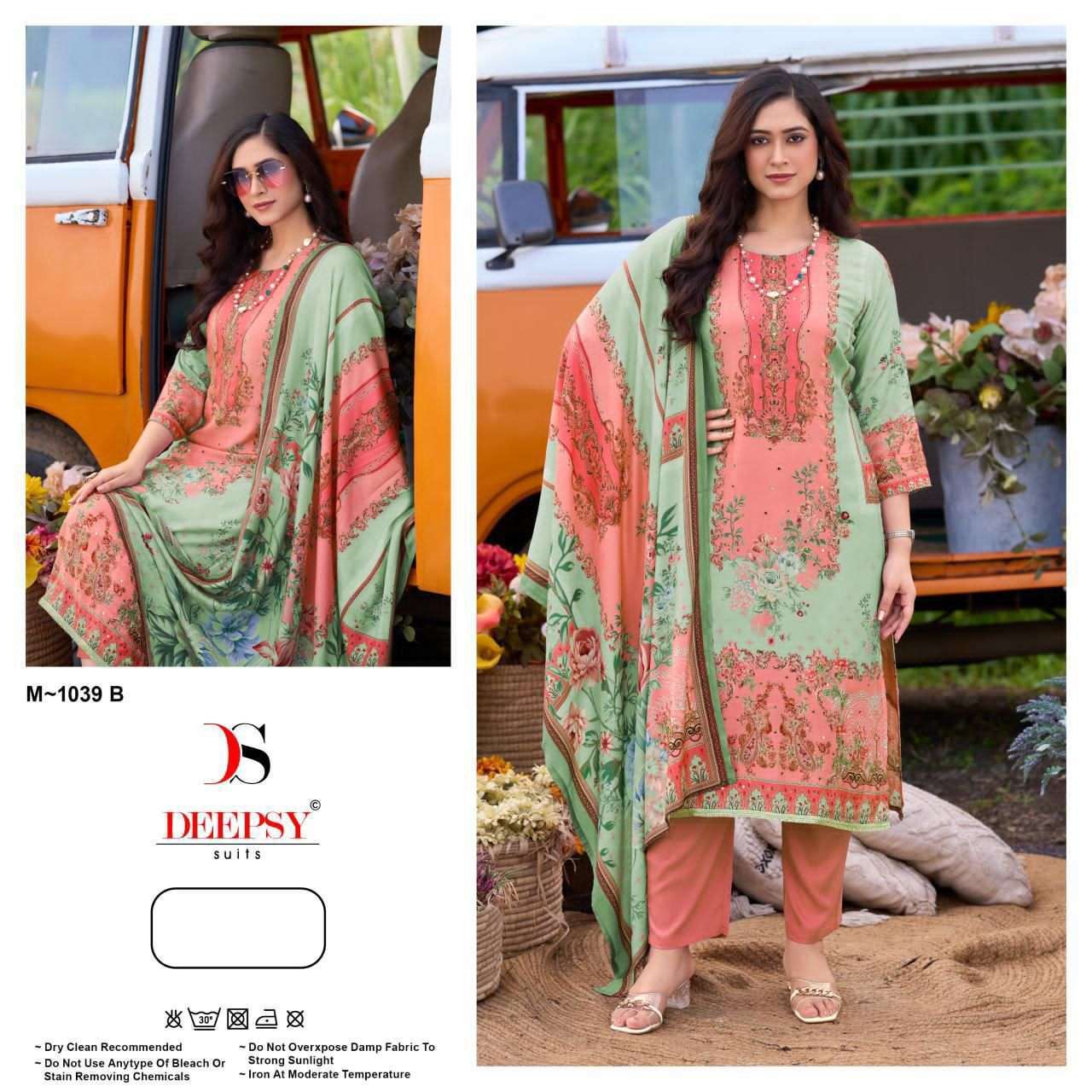 DEEPSY M 1039 COLORS PAKISTANI MUSLIN LADIES SUIT WHOLESALER 