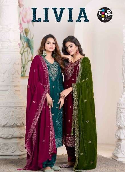 FOURDOTS LIVIA PREMIUM VELVET DESIGNER SUIT WHOLESALER BEST RATE 