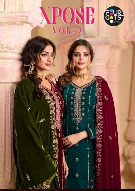 FOURDOTS XPOSE VOL 2 DESIGNER VELVET SUIT WHOLESALER BEST RATE 