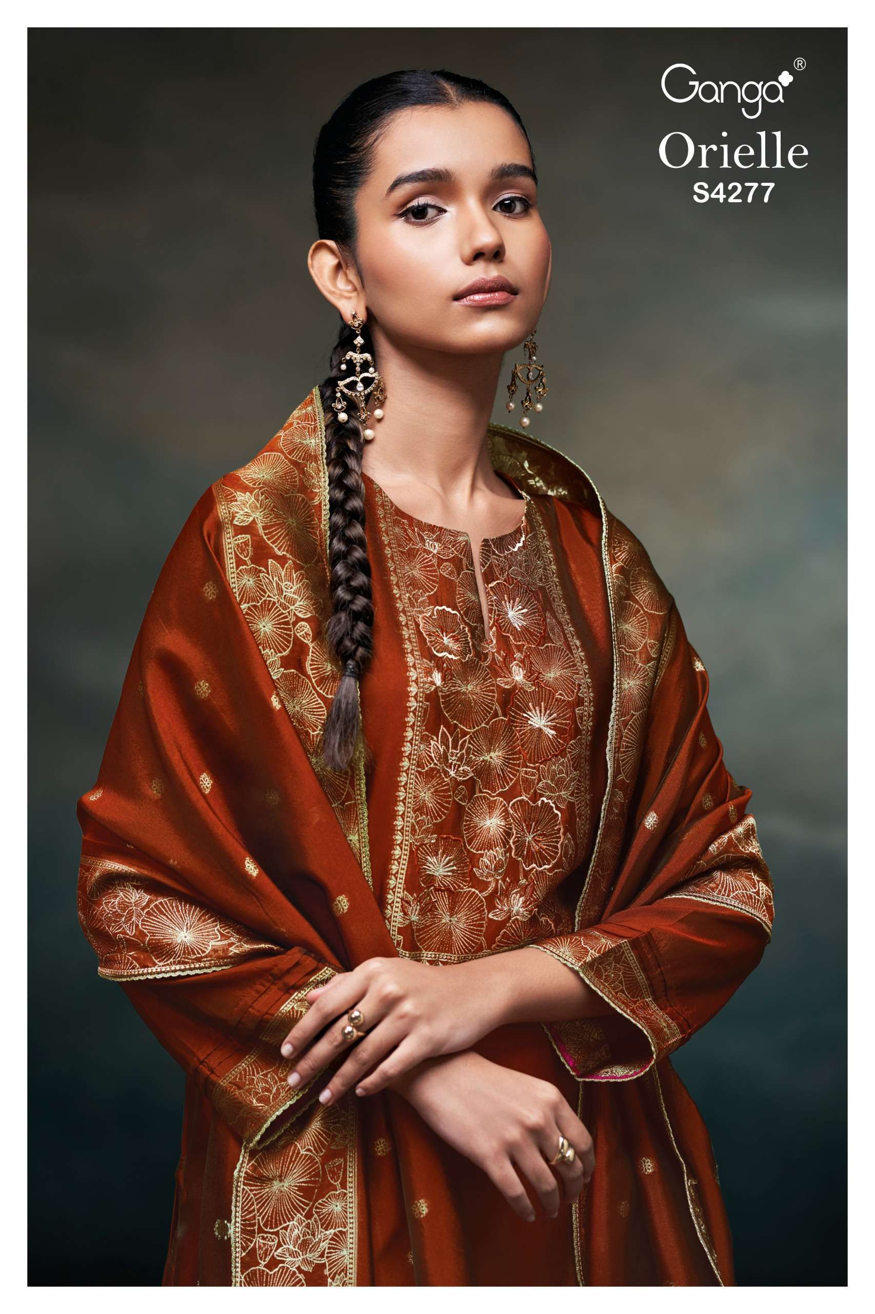 GANGA FASHION ORIELLE 4277 PURE WOVEN SILK DESIGNER SUIT WHOLESALER 