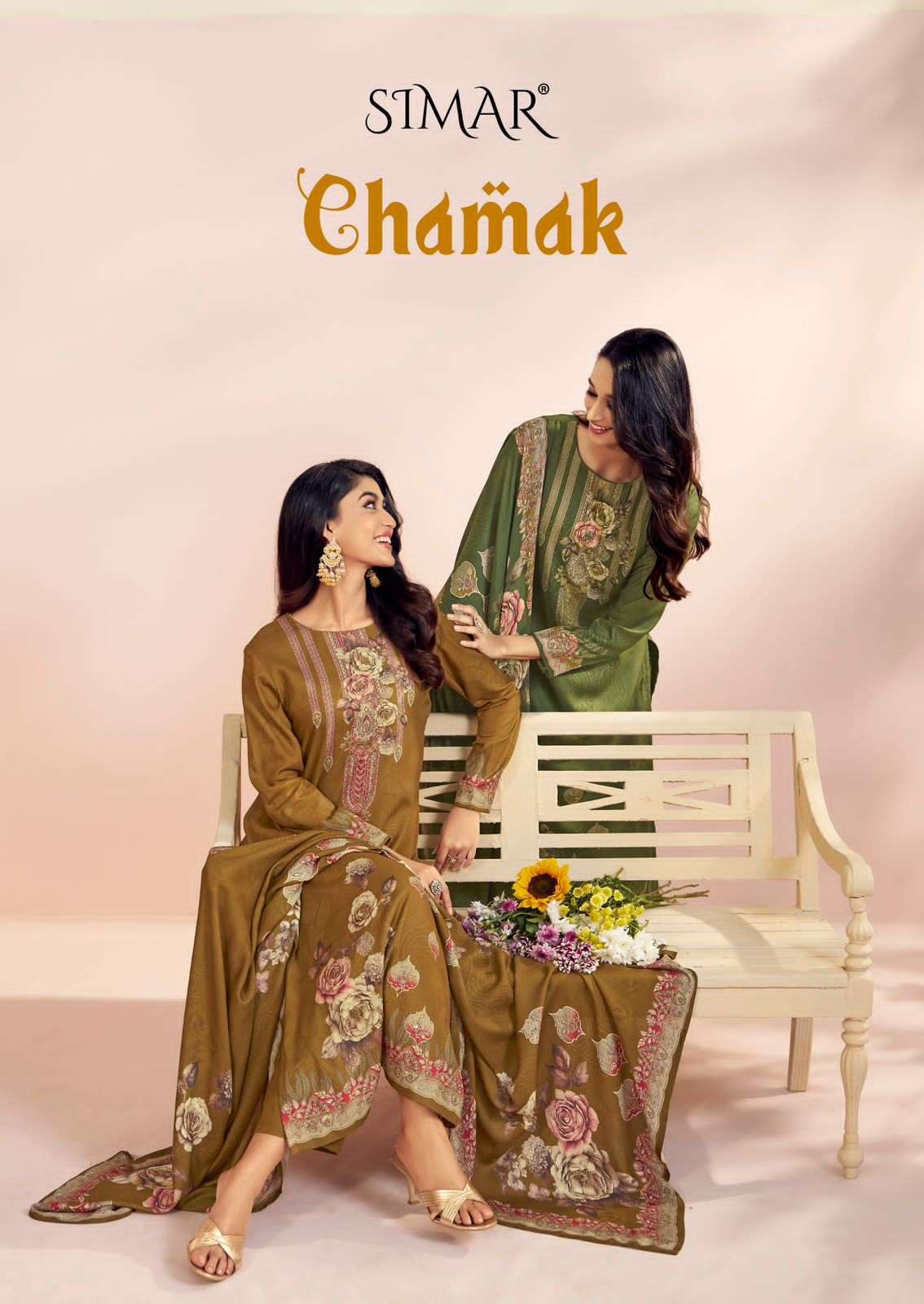 GLOSSY SIMAR CHAMAK PURE VISCOSE PASHMINA WINTER SUIT WHOLESALER 