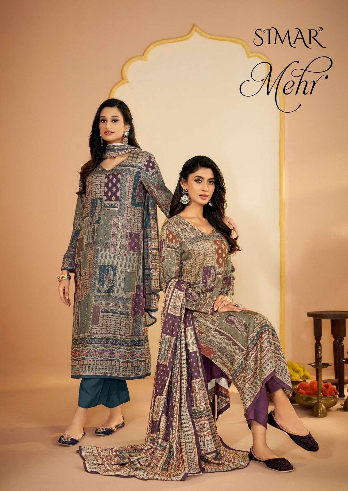 GLOSSY SIMAR MEHR PASHMINA WINTER SUIT COLLECTION BEST RATE DEALER 