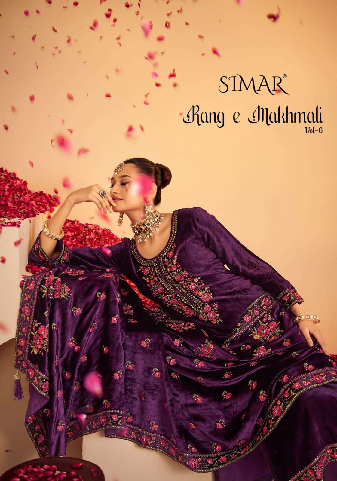 GLOSSY SIMAR RANG E MAKHMALI VOL 6 VELVET SUIT WHOLESALER IN INDIA 2025