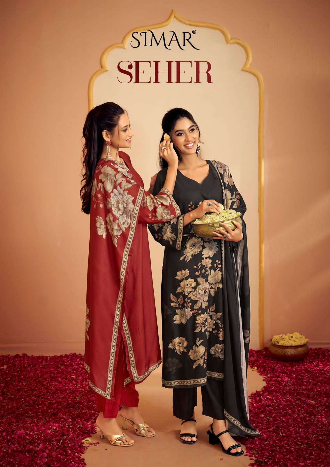 GLOSSY SIMAR SEHER FANCY PASHMINA WINTER SUIT WHOLESALER BEST RATE 