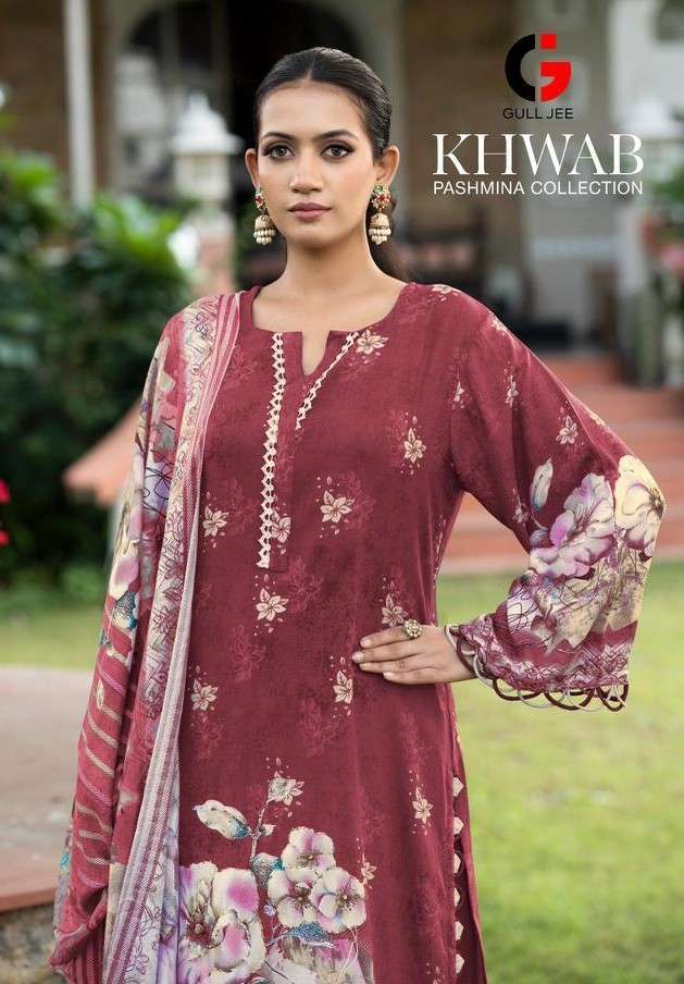 GULL JEE KHWAB HAND EMBROIDERY VISCOSE PASHMINA SUIT WHOLESALER 2025