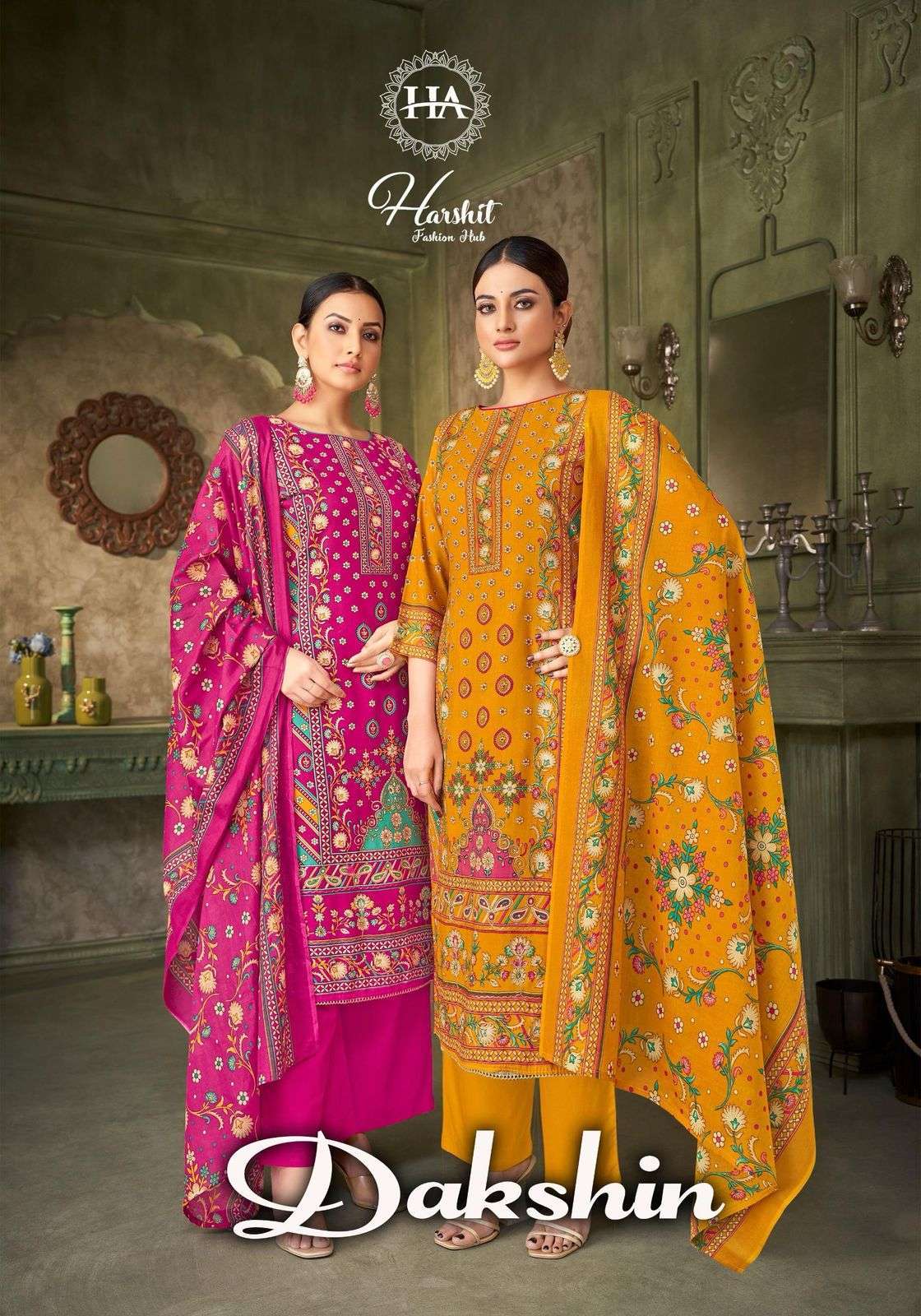 HARSHIT FASHION DAKSHIN FANCY RAYON SALWER SUIT COLLECTION BEST RATE DEALER 