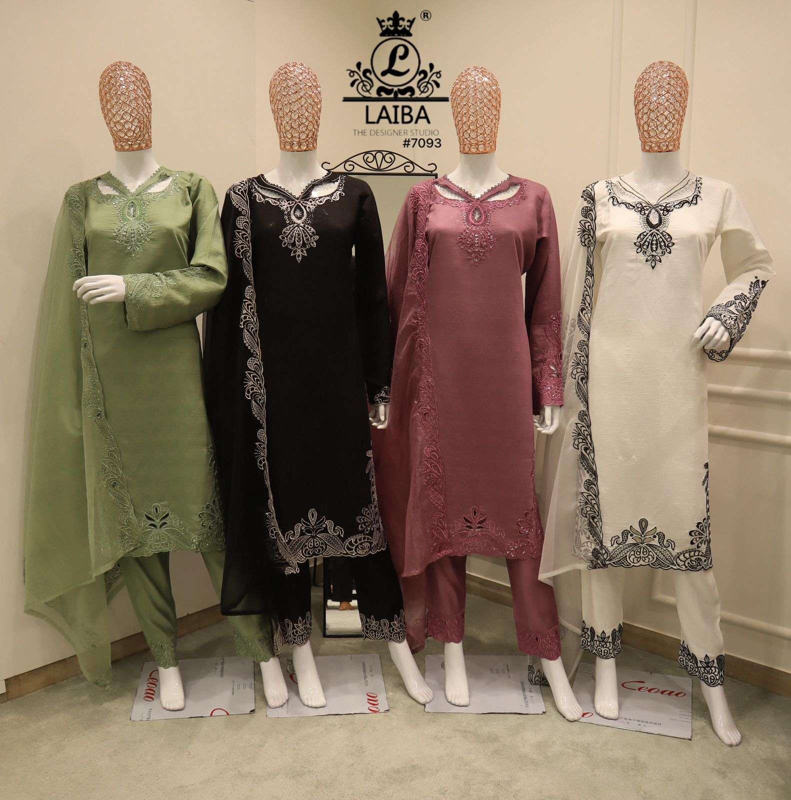 LAIBA 7093 COLORS VISCOSE DESIGNER READYMADE 3 PIECE SET WHOLESALER BEST RATE 