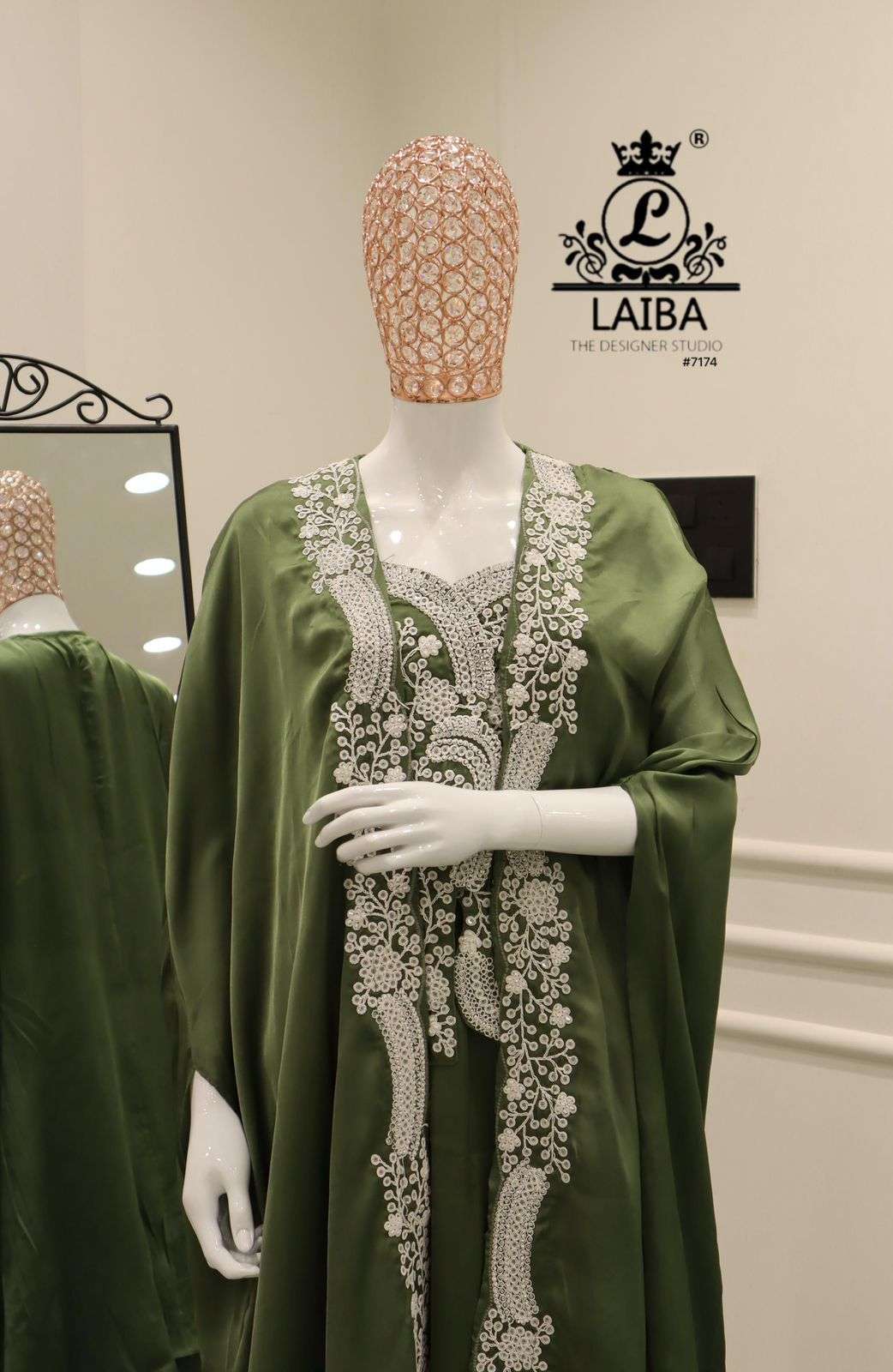 LAIBA 7174 SARTIN SILK READYMADE ETHNIC WEAR COLLECTION WHOLESALER 