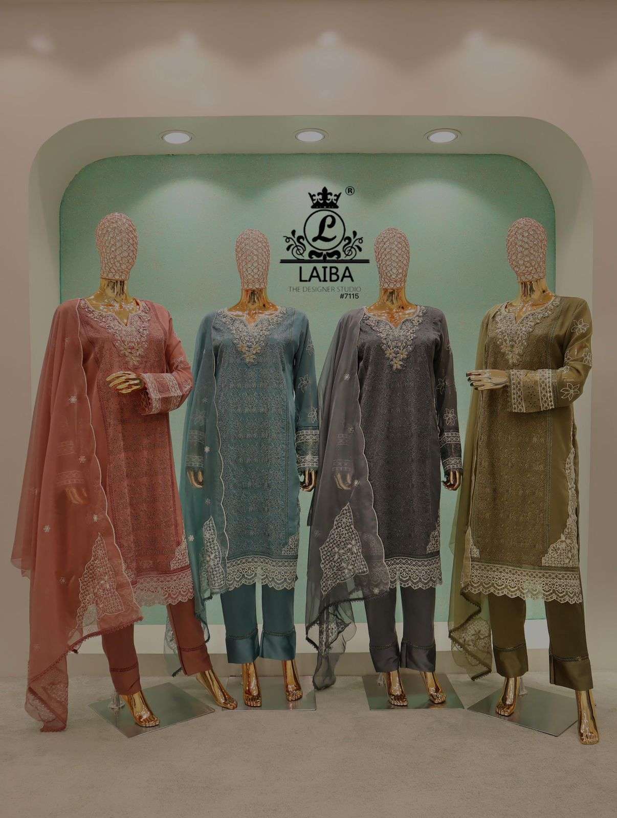 LAIBA D 7115 COLORS PAKISTANI DESIGNER READYMADE DRESS WHOLESALER 