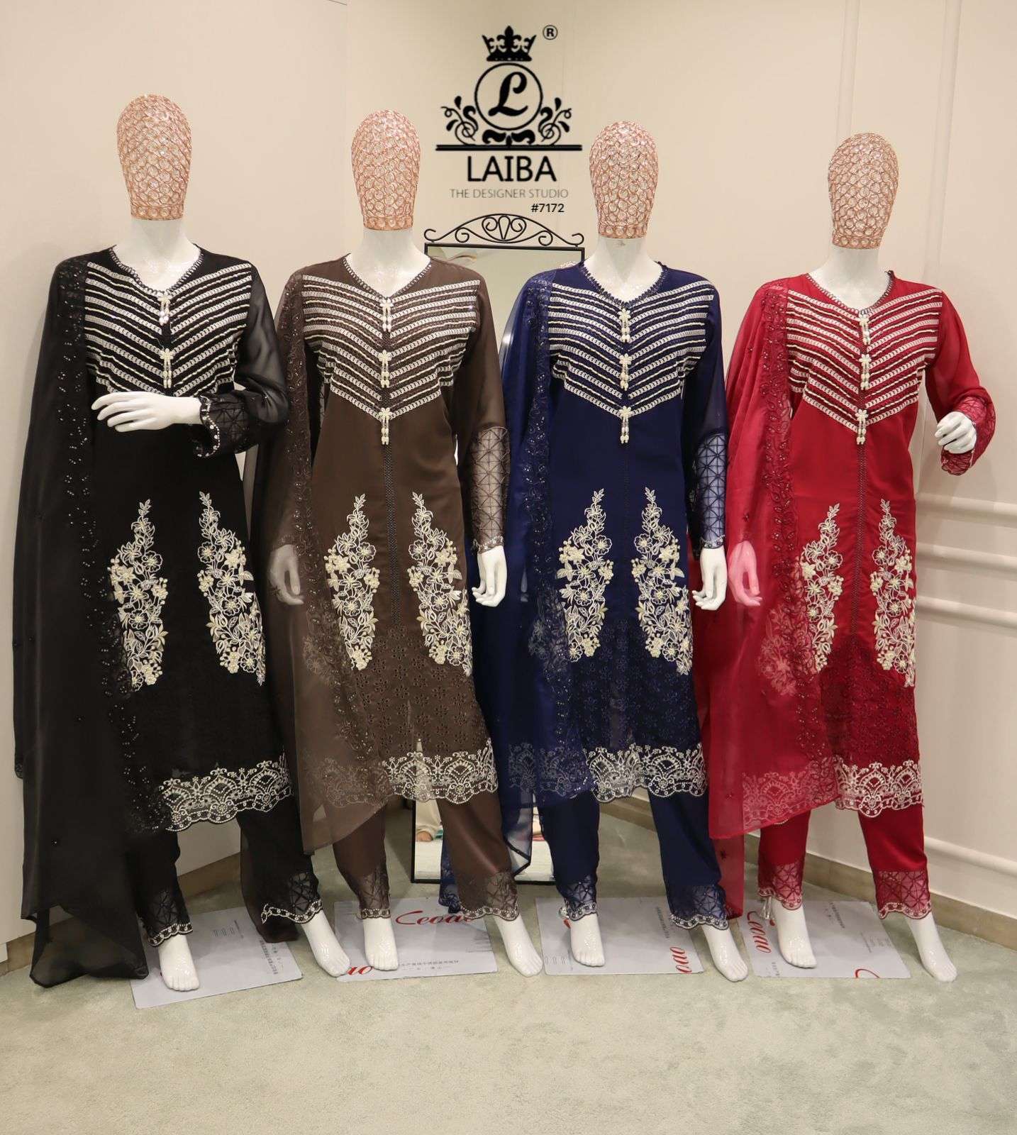 LAIBA D 7172 COLORS PAKISTANI DESIGNER READYMADE DRESS WHOLESALER 